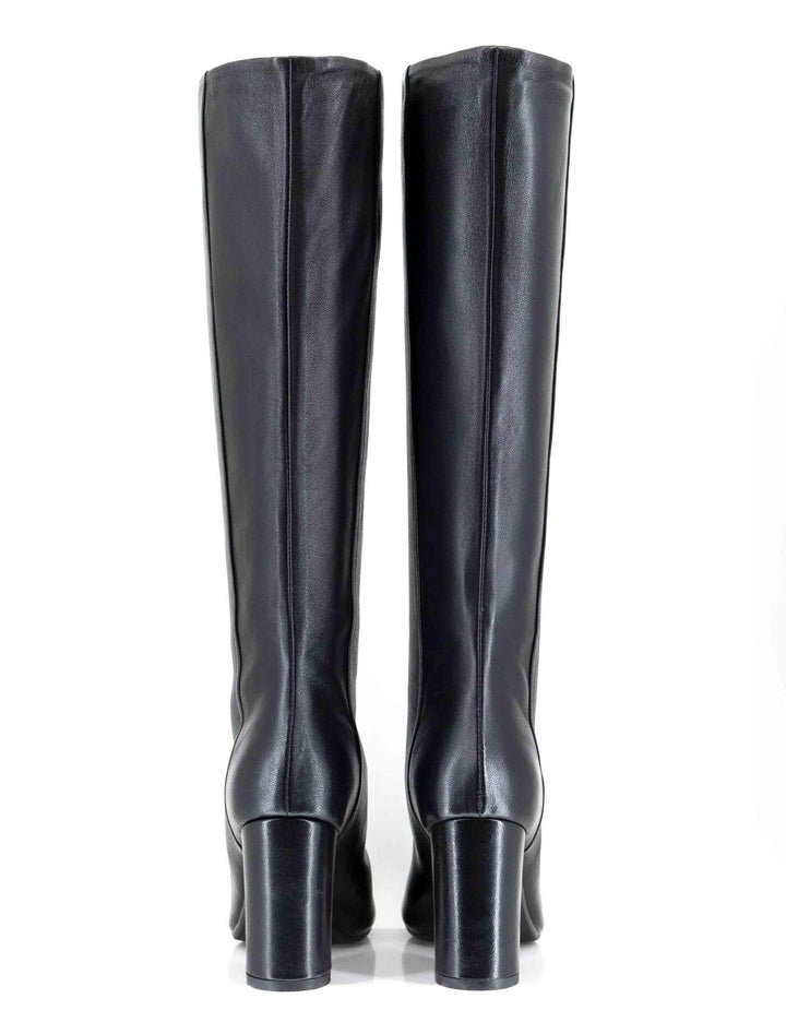 Stivali donna a tubo in pelle nera tacco alto R1346 001 Bianca Di 