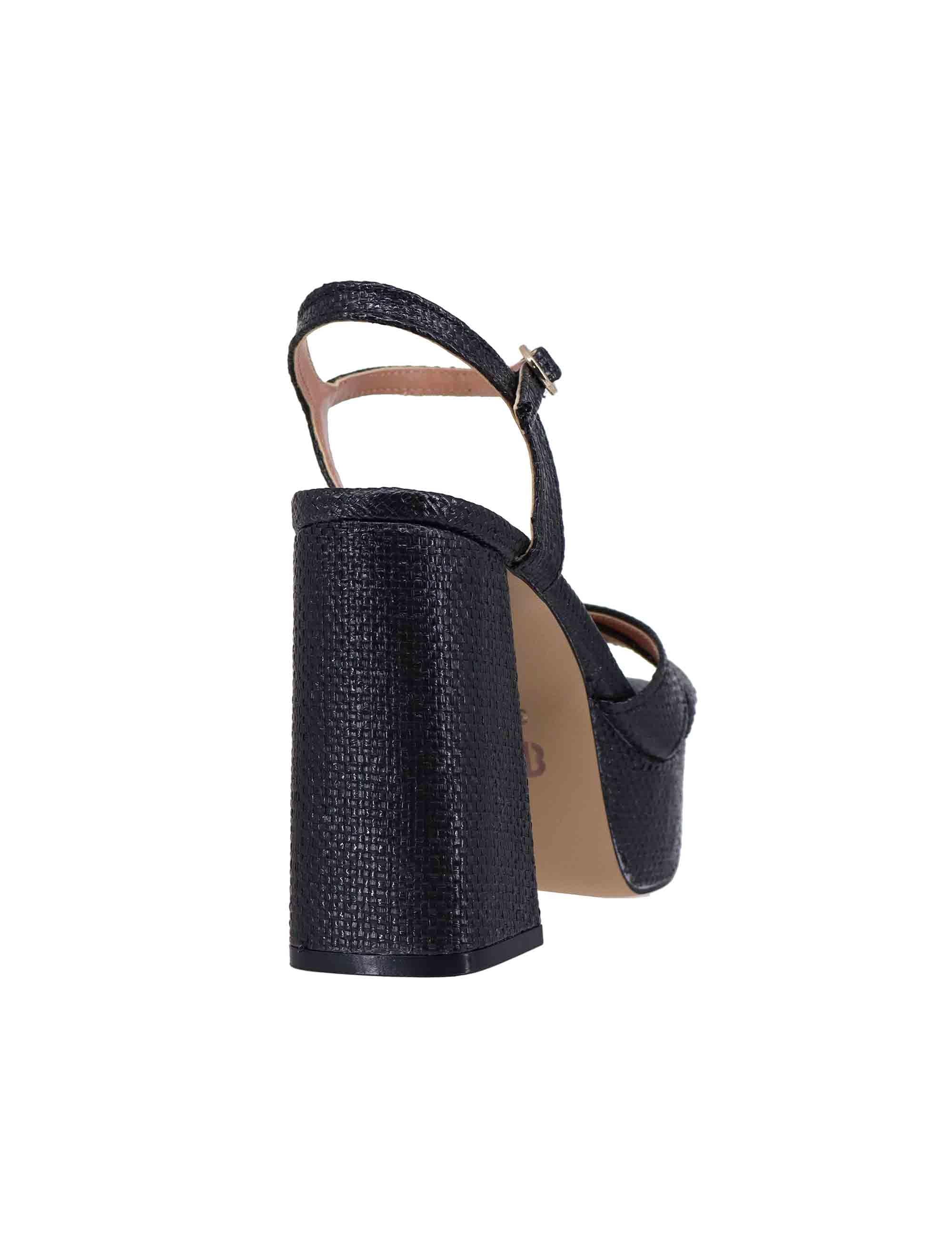 Sandali donna Arden in rafia nera con tacco alto e plateau 800P69JE 001 Bibi Lou 