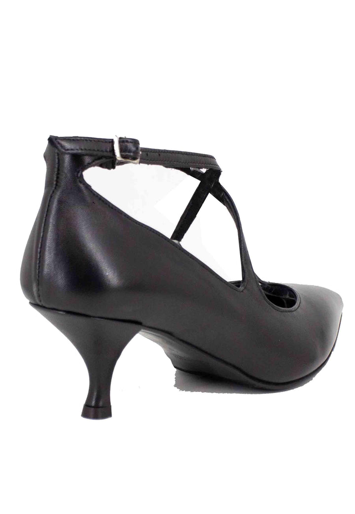 Decollete donna in pelle nera con doppio cinturino SP710 001 Spatarella 