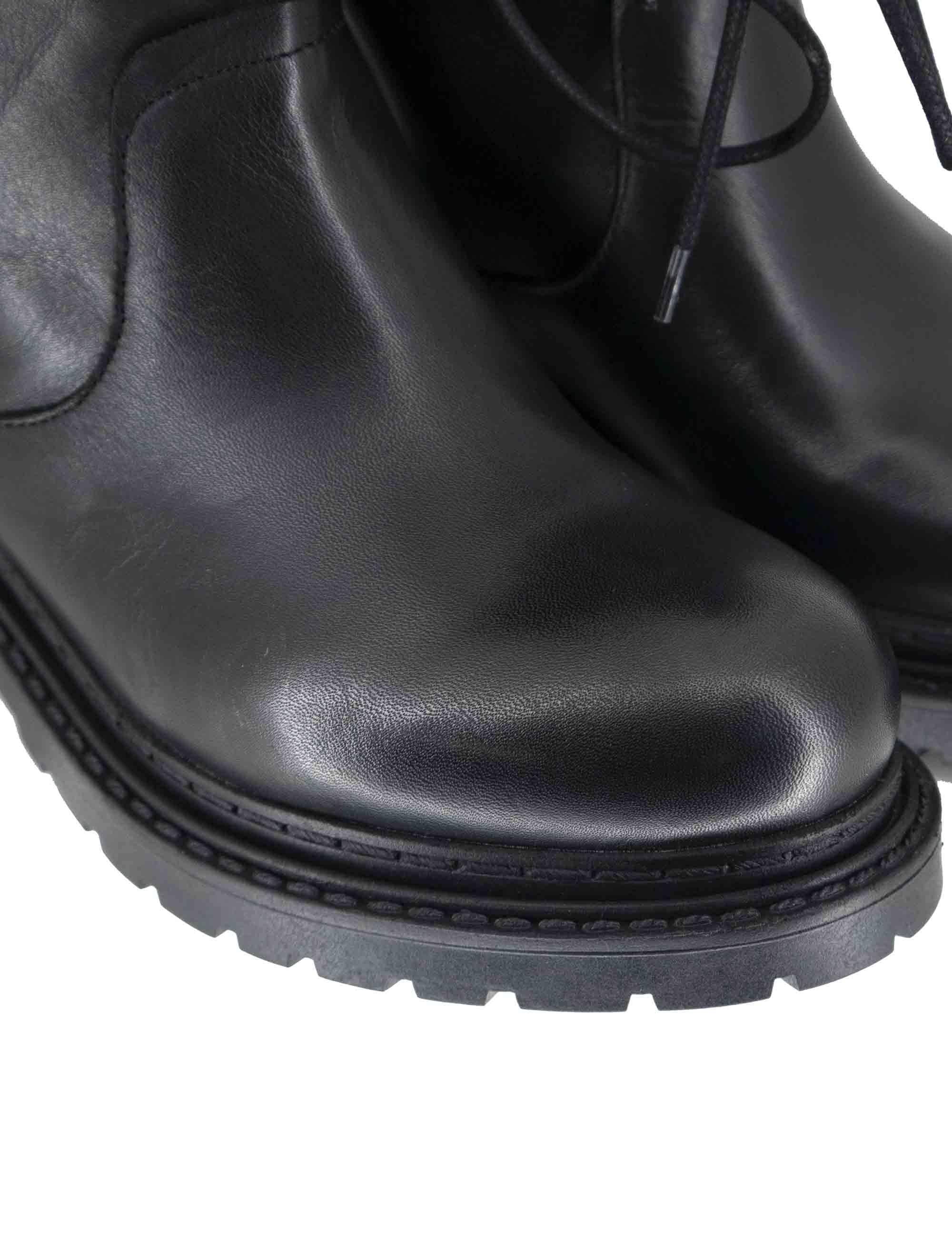 Stivaletti donna in pelle nera con doppo giro lacci alla caviglia SPMA2149 001 Spatarella 