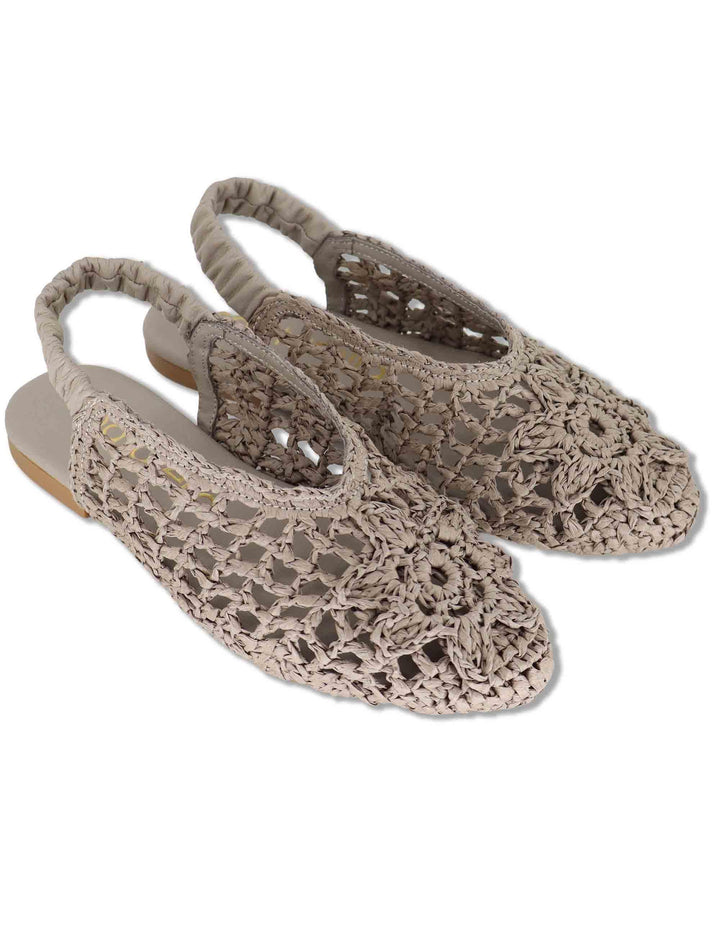 Sligback donna in rafia beige con cinturino posteriore in pelle e tacco basso SP251425 020 Spatarella 