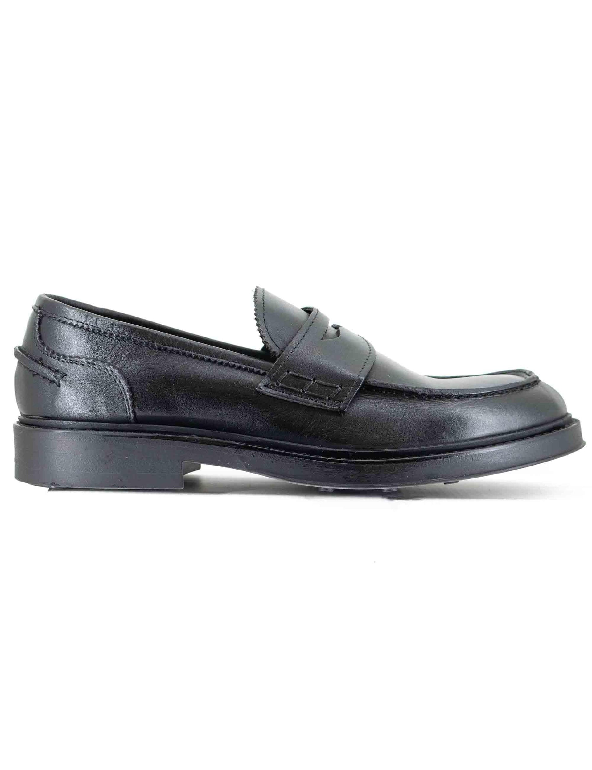 Mocassini uomo in pelle nera con suola in gomma cucita SP1056 0001 Spatarella 