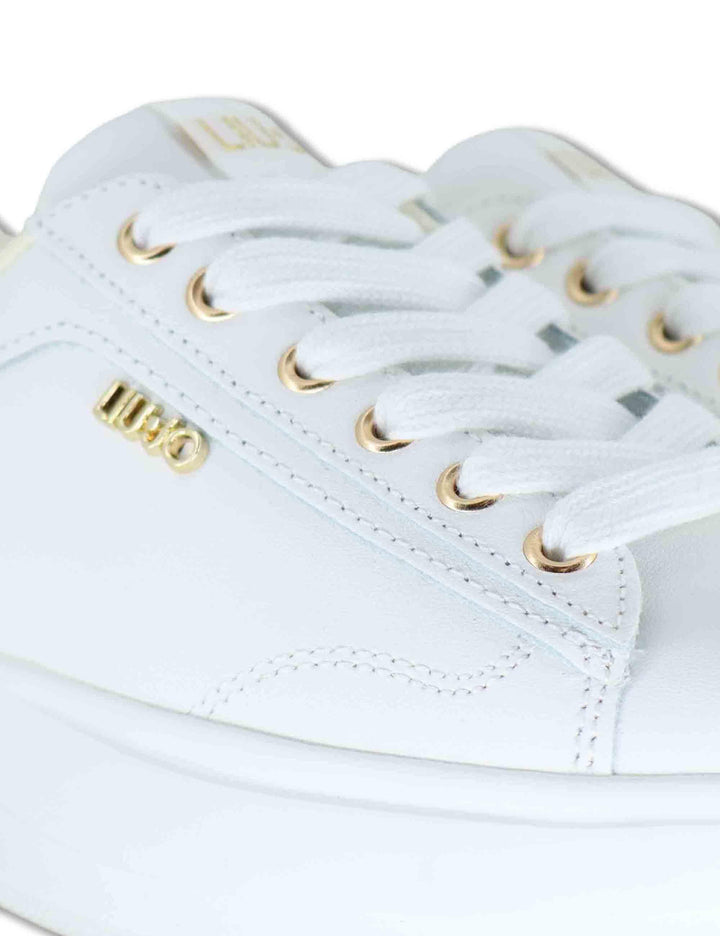 Sneakers donna in pelle e tessuto bianco con suola alta in gomma CASPER 01 WHITE Liu-Jo 