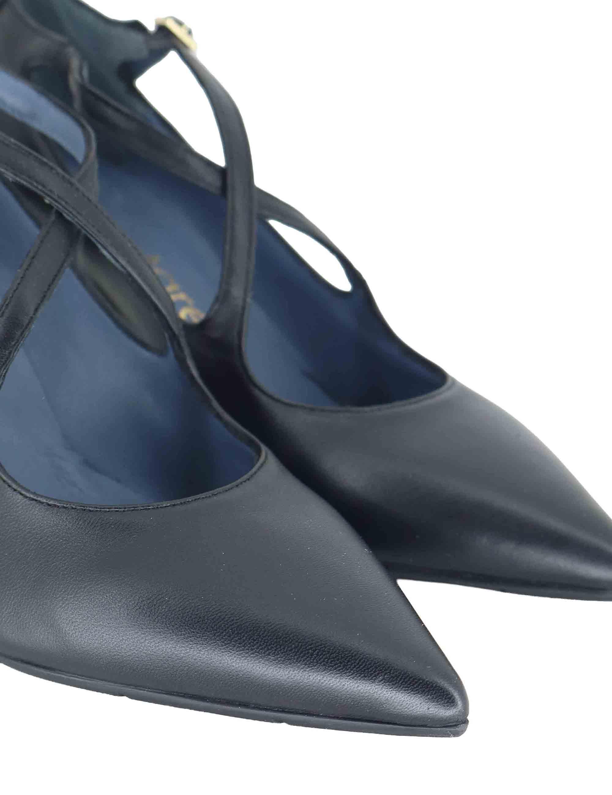 Decollete donna in pelle nera con doppio cinturino e tacco alto SP2311 001 Spatarella 