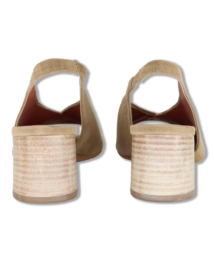 Sandali donna slingback in camoscio taupe tacco basso D801CU 028 Les Venues 