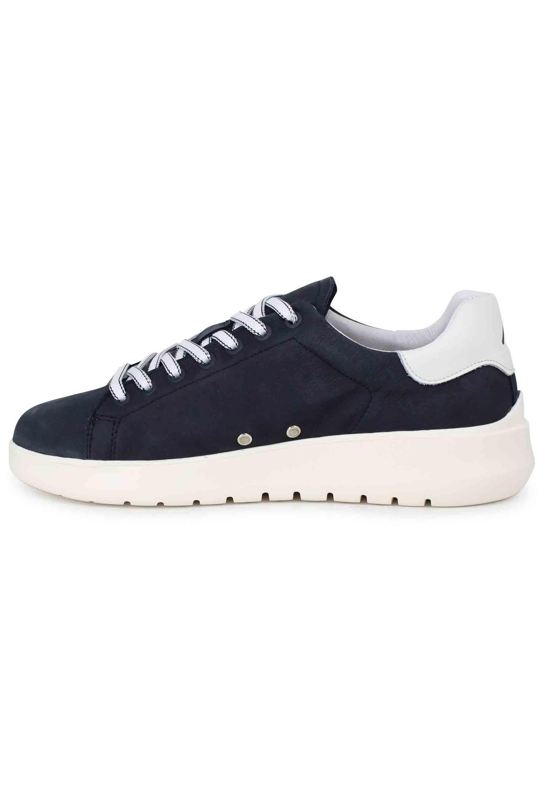 Sneakers uomo Hover in nabuk blu con suola alta in gomma 12807 002 Ambitious 