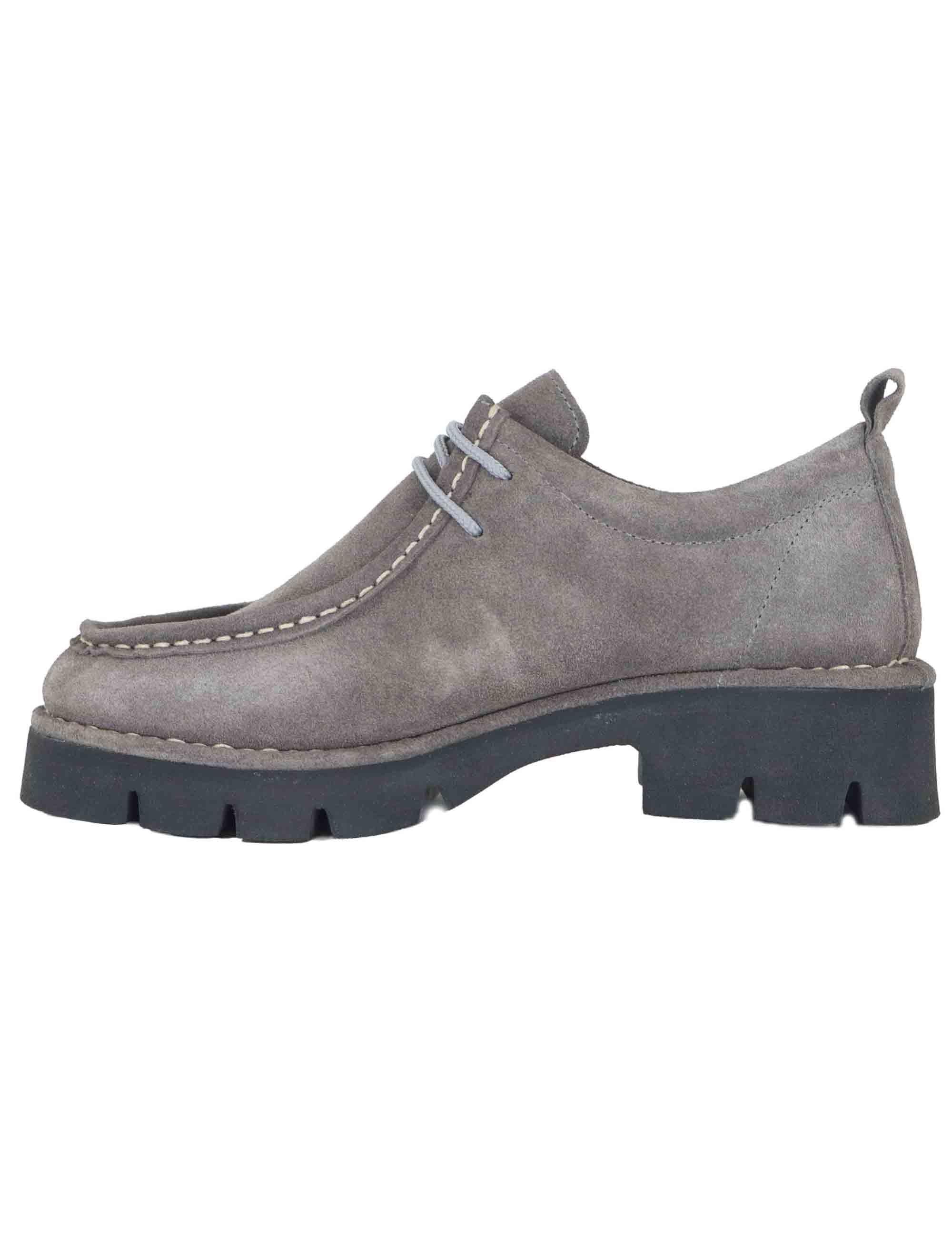 Stringate donna in crosta grigia con suola alta in gomma SP45081 066 Spatarella 