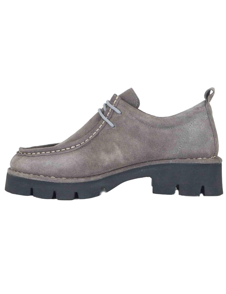 Stringate donna in crosta grigia con suola alta in gomma SP45081 066 Spatarella 