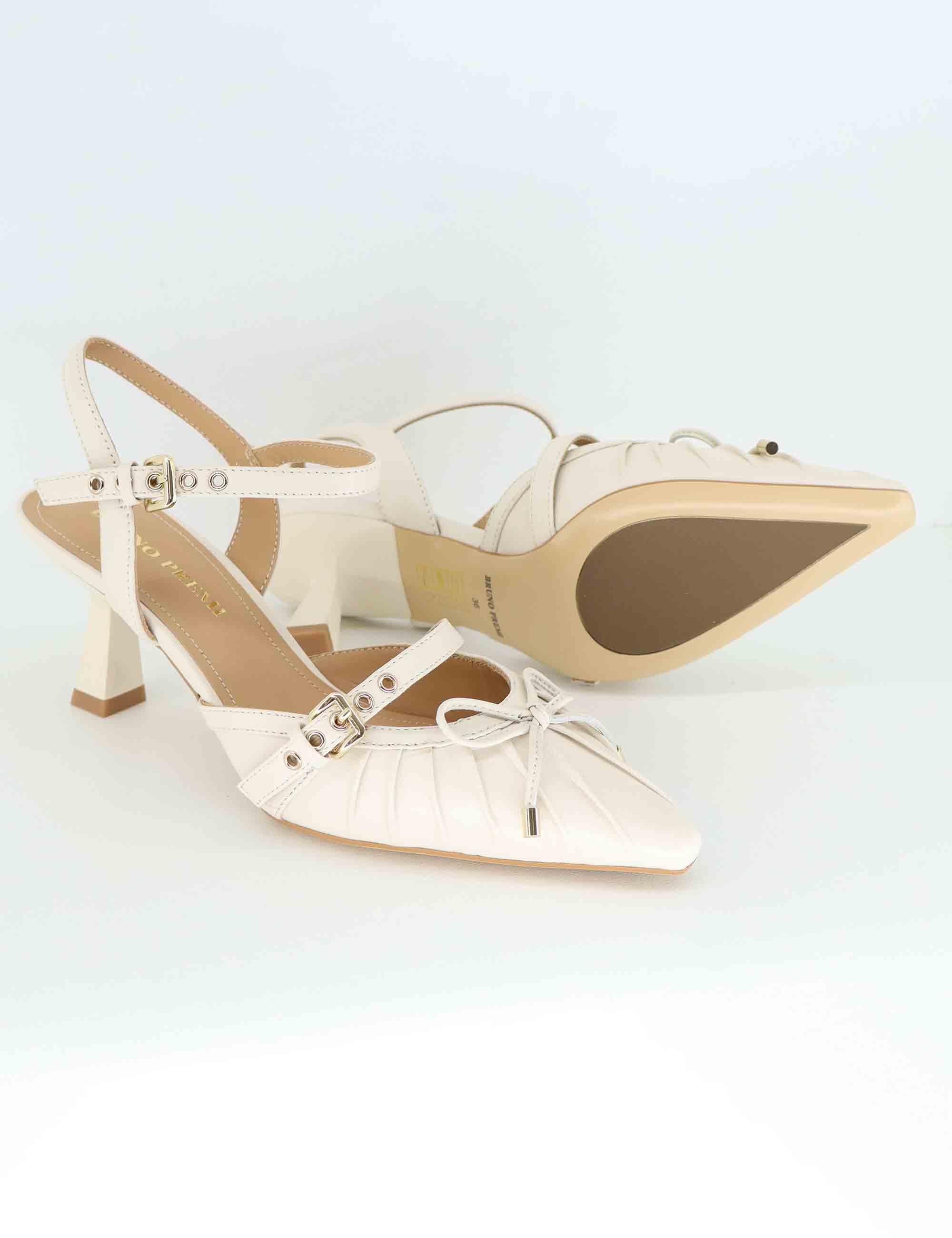 Slingback donna in pelle avorio con tacco alto BL0407X 015 Bruno Premi 