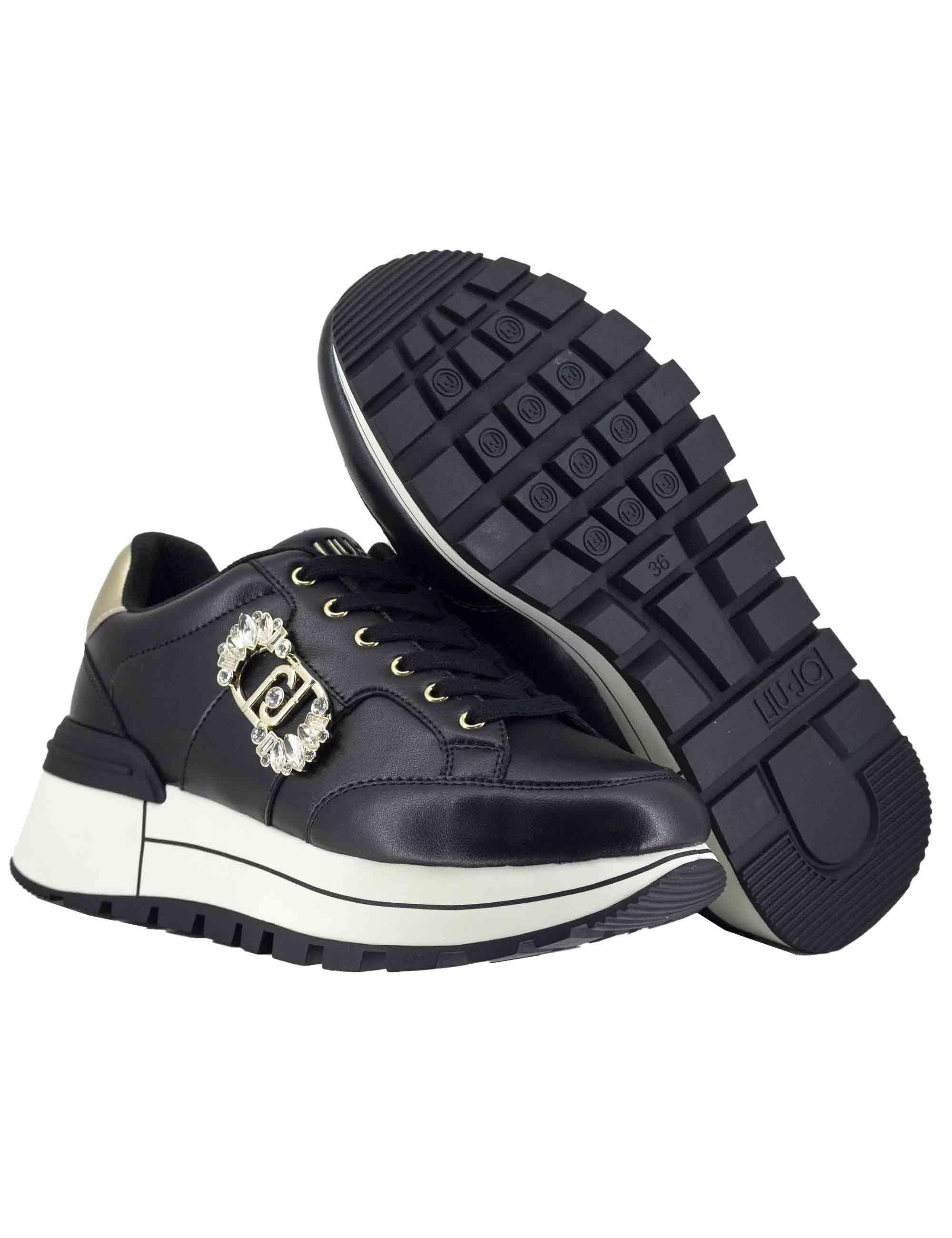 Sneakers donna Amazing 41 in pelle nera con suola in gomma alta BF5043PX026S1189 Black Liu-Jo 