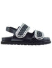 Women's low sandals in black woven leather EB1003X 001