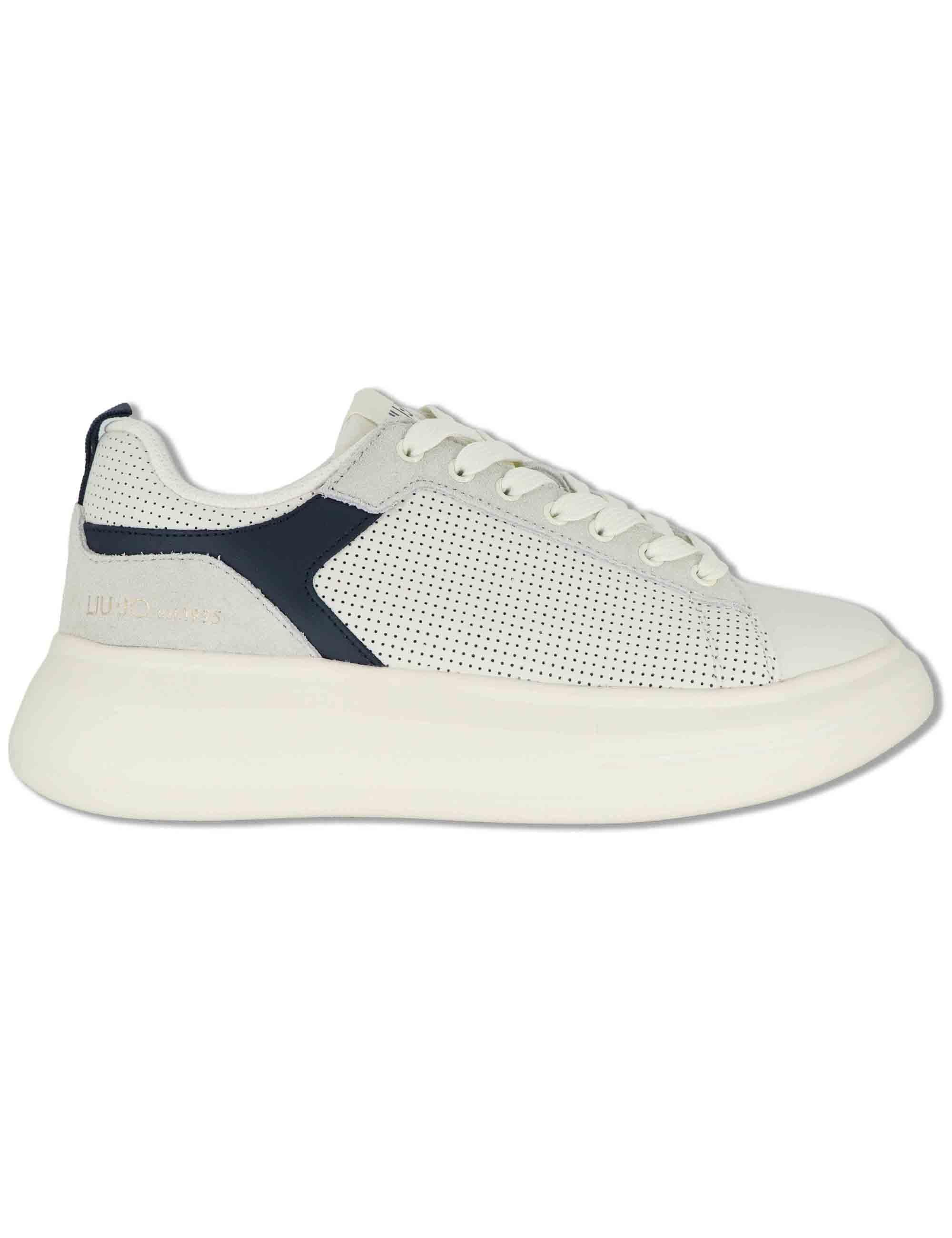 Sneakers uomo in pelle e tessuto off white con suola alta in gomma BIG 05 BLUE Liu-Jo 