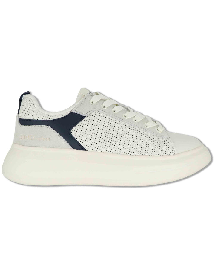 Sneakers uomo in pelle e tessuto off white con suola alta in gomma BIG 05 BLUE Liu-Jo 