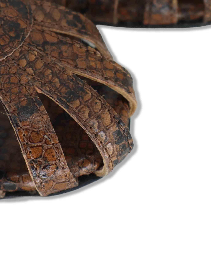 Sandali donna in pelle marrone con tacco medio e cinturino alla caviglia 9711 014 Les Venues 