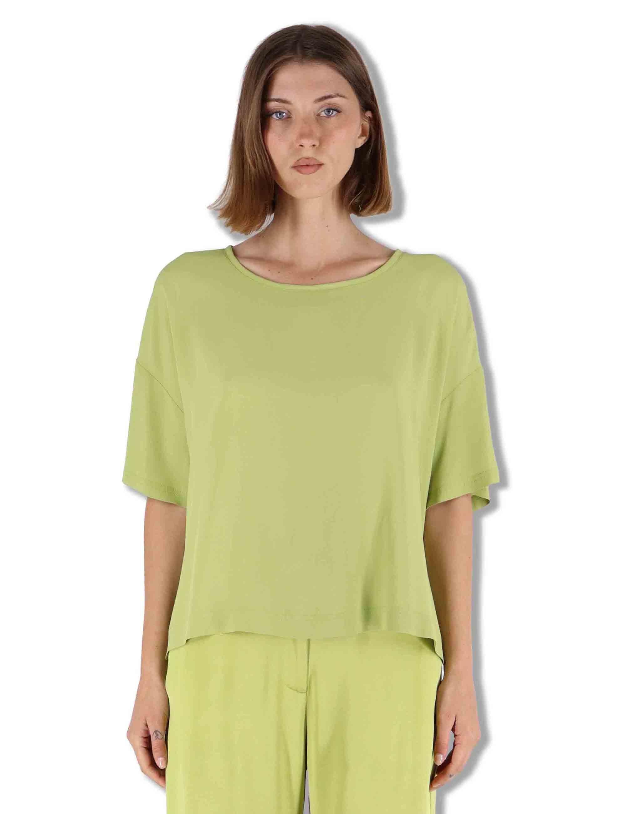 Camicie donna Fluid Crepe in misto seta verde maniche a 3/4 JM440050672 60109 Maliparmi 
