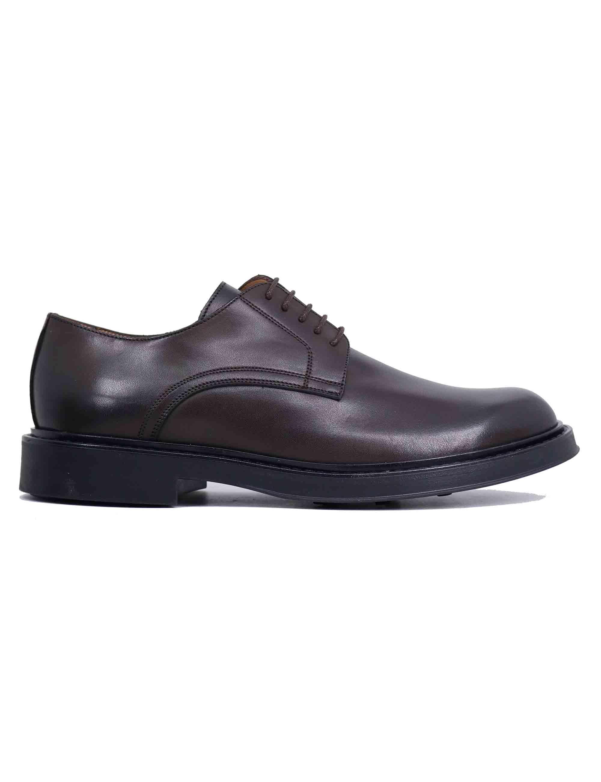 Stringate uomo in pelle marrone con suola in gomma SP02200 014 Spatarella 