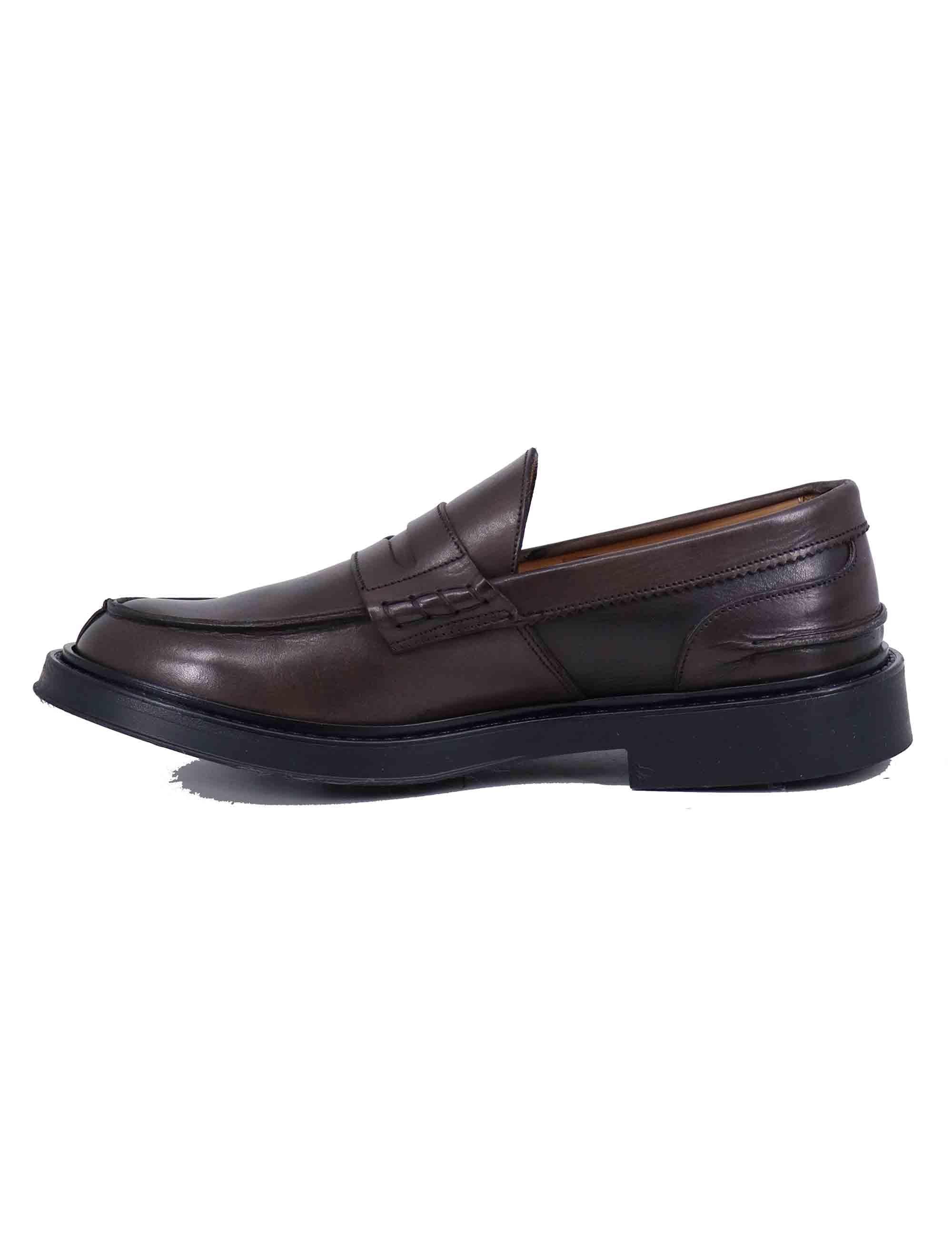 Mocassini uomo in pelle marrone con suola in gomma SP0030 014 Spatarella 