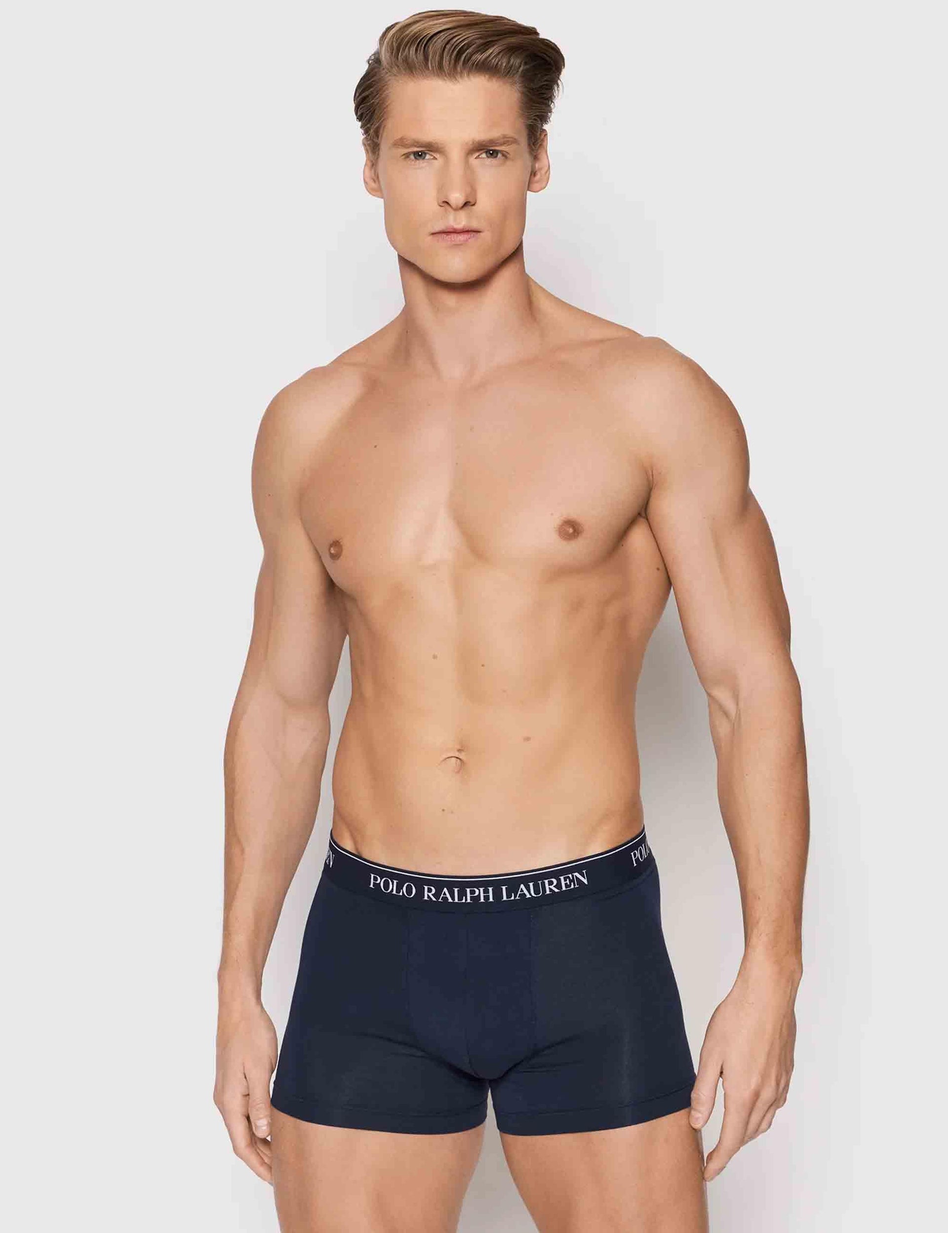 Boxer in puro cotone blu con elastico Set di 3 714835885004 NVY Polo Ralph Lauren 