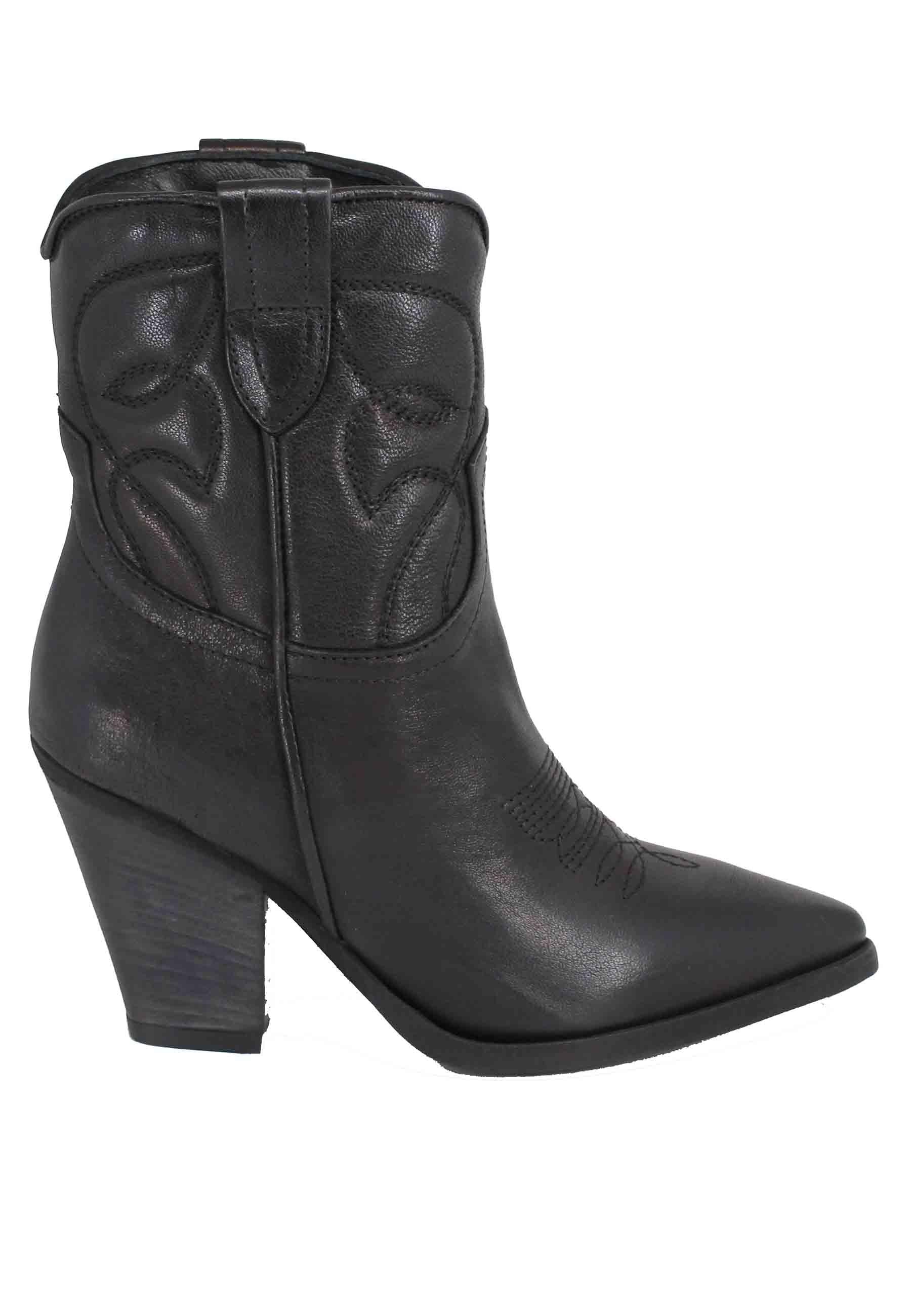 Stivaletti Texani Donna in Pelle Nera SOFIE03 001