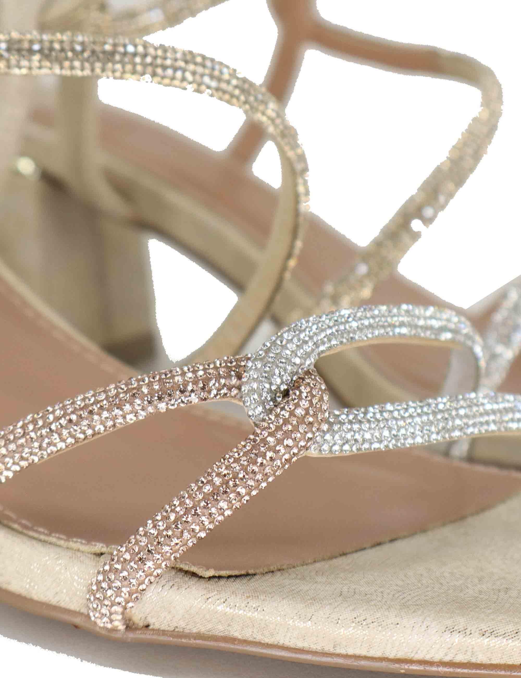 Sandali donna in strass oro e argento con tacco alto e cinturino alla caviglia CARMEN-777 262035 Exe 