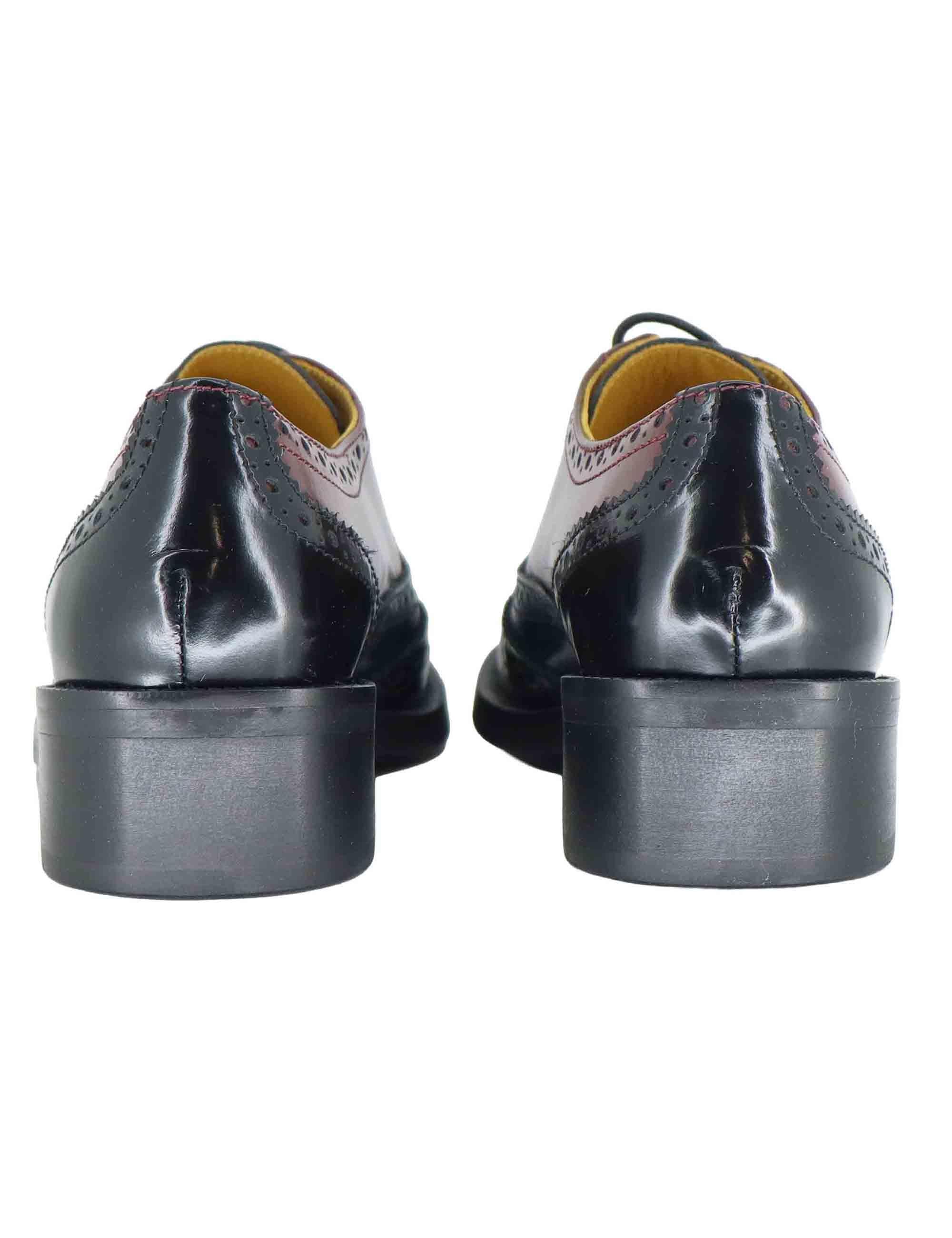 Stringate donna in pelle nera bi colore con impunture SP9601 001 Spatarella 
