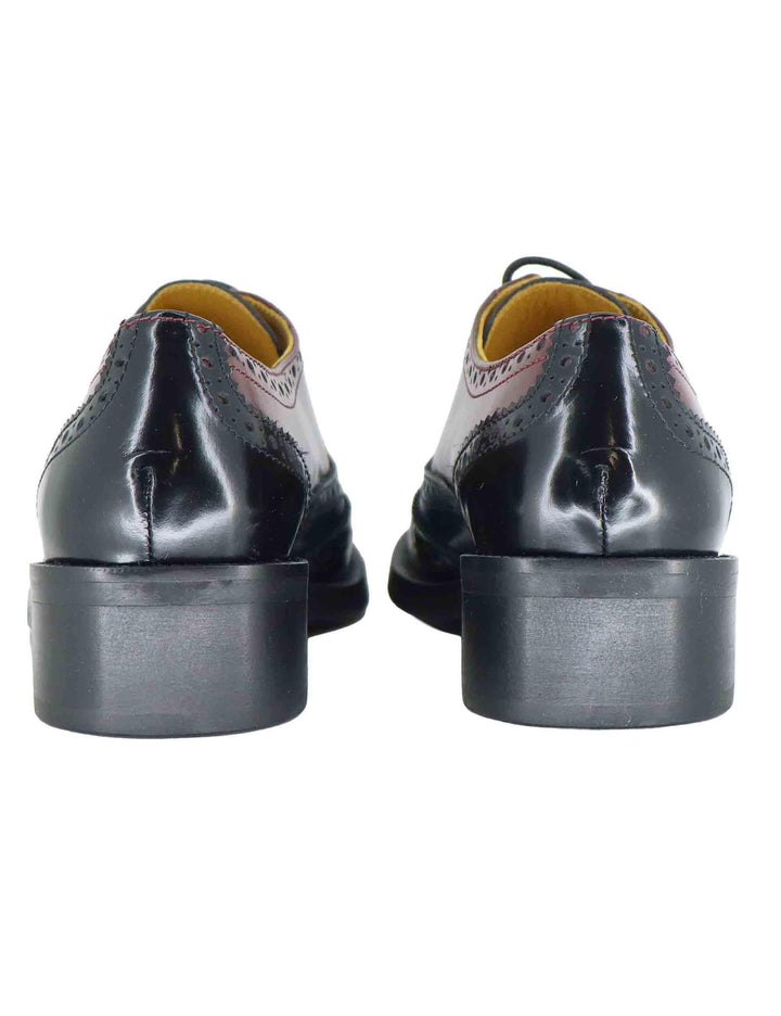Stringate donna in pelle nera bi colore con impunture SP9601 001 Spatarella 
