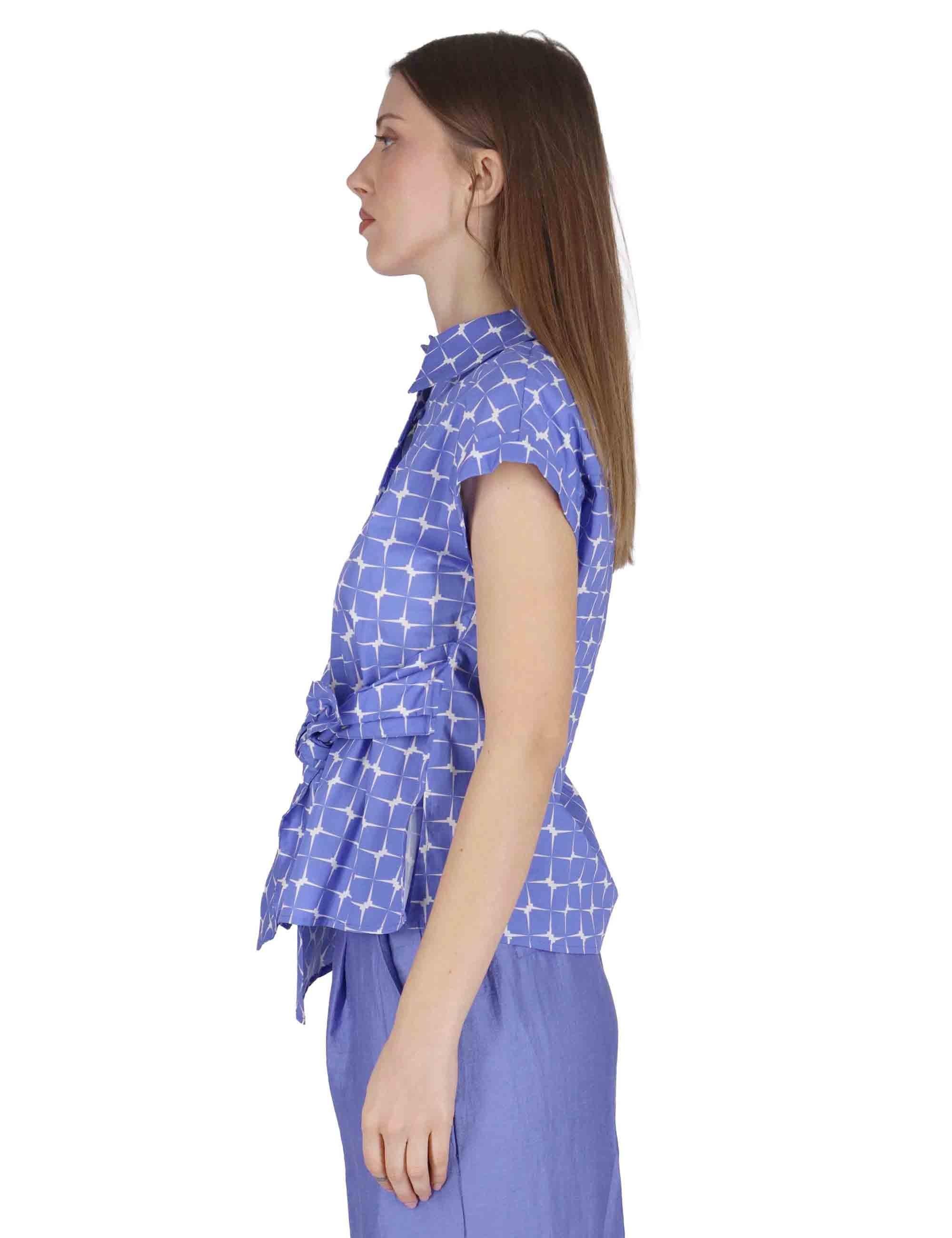 Camicie smanicate donna Knotted Shirt in cotone celeste con cintura JABCM0001-F1385-1241 6090 Justmine 
