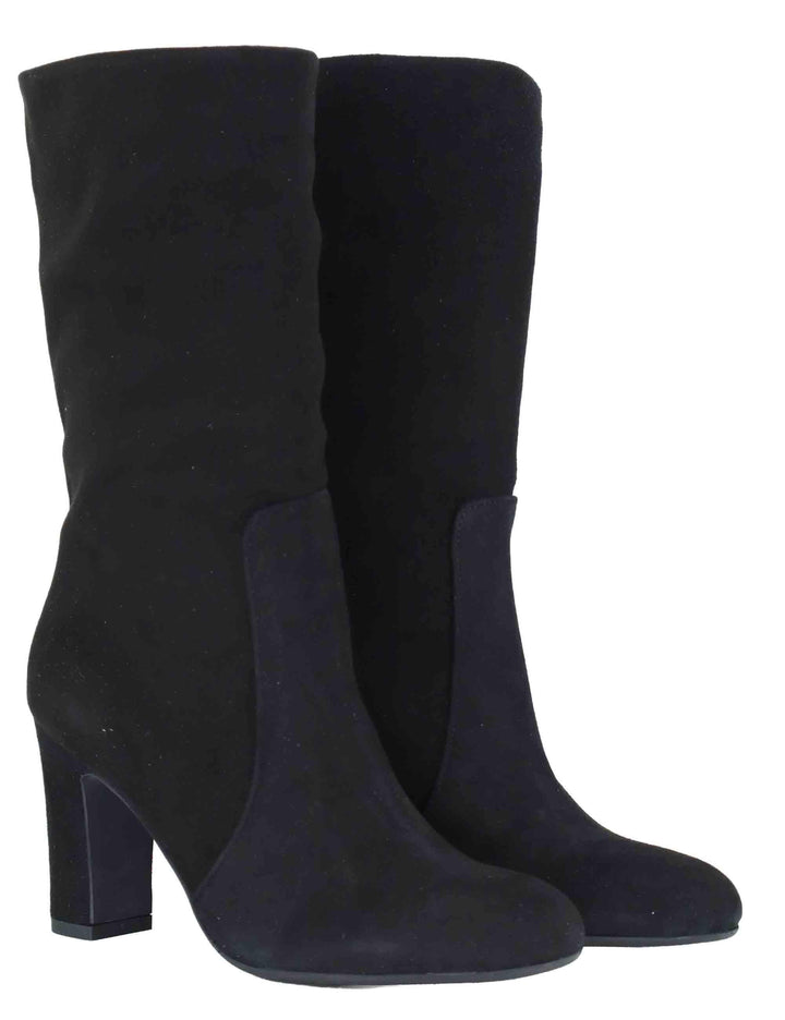 Stivaletti donna in camoscio nero a tubo con tacco alto 3350 001 Les Venues 