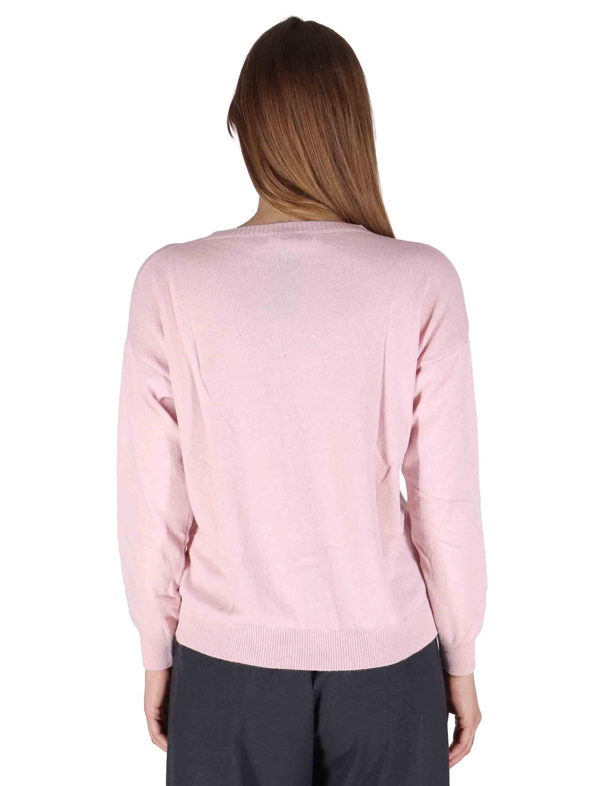 Maglioni donna in misto cachemire rosa girocollo con maniche lunghe SPZ03627 008 Spatarella 