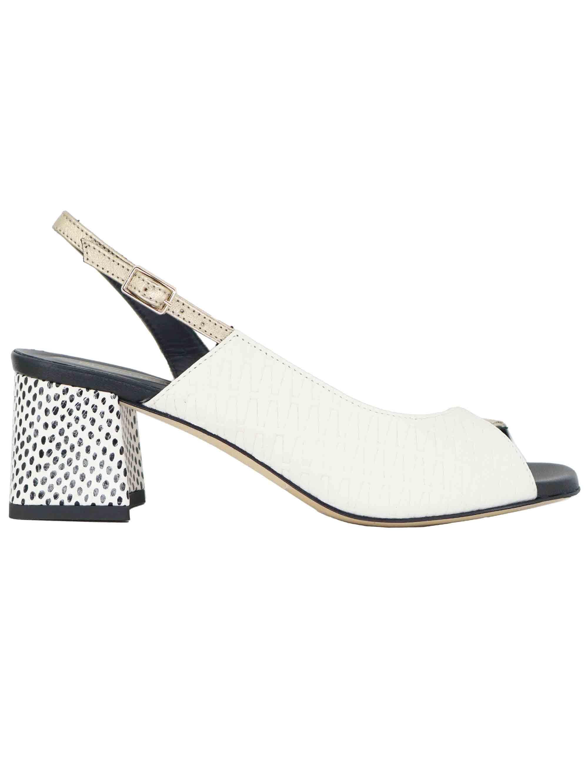 Sandali slingback donna in pelle bianca tacco alto 3007 1 Gianmarco Sorelli 