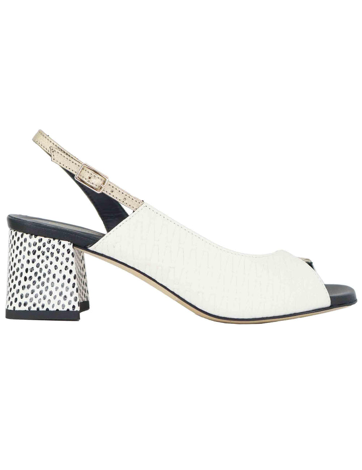 Sandali slingback donna in pelle bianca tacco alto 3007 1 Gianmarco Sorelli 