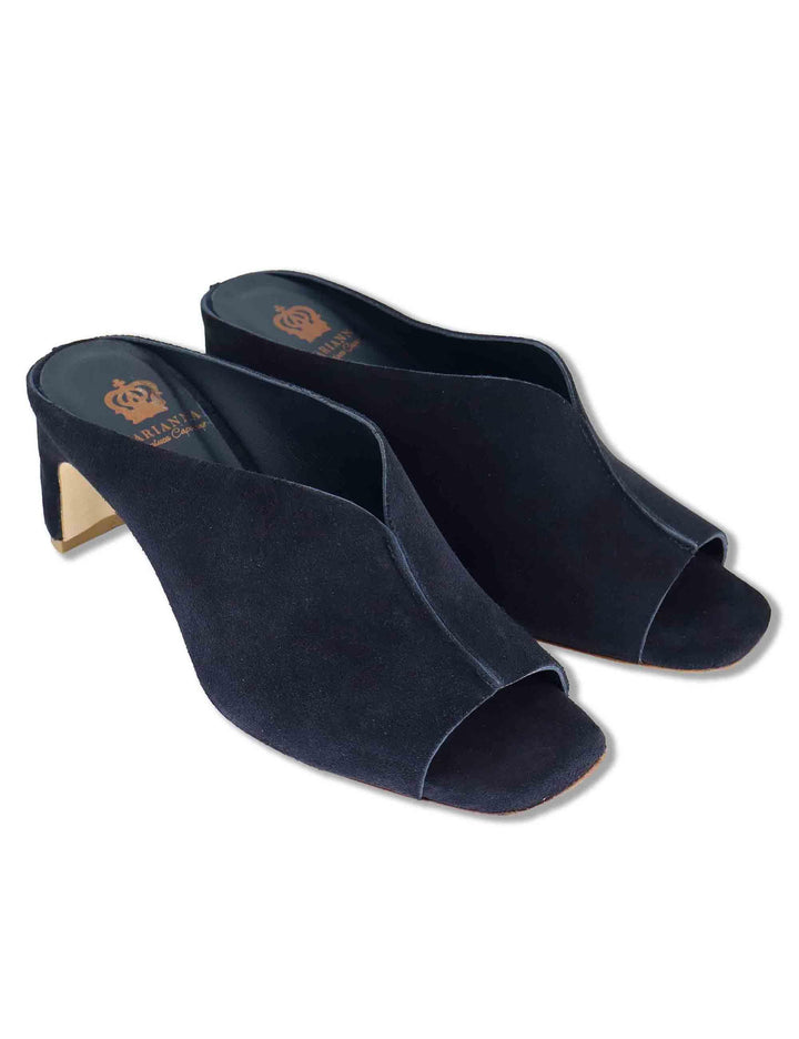 Sandali donna in camoscio blu senza cinturini con punta quadra DS2677/SR 002 L'Arianna 