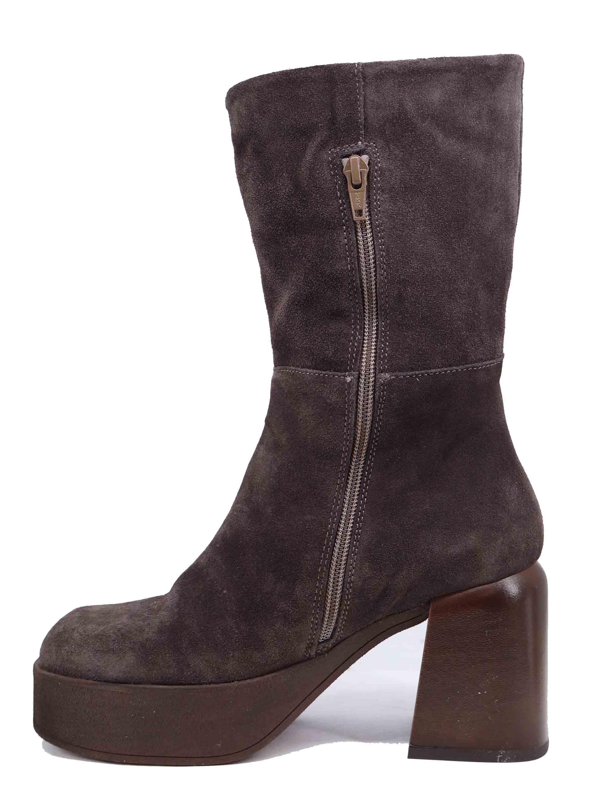 Stivaletti donna in camoscio marrone con tacco alto ZADIE 029 Patrizia Bonfanti 