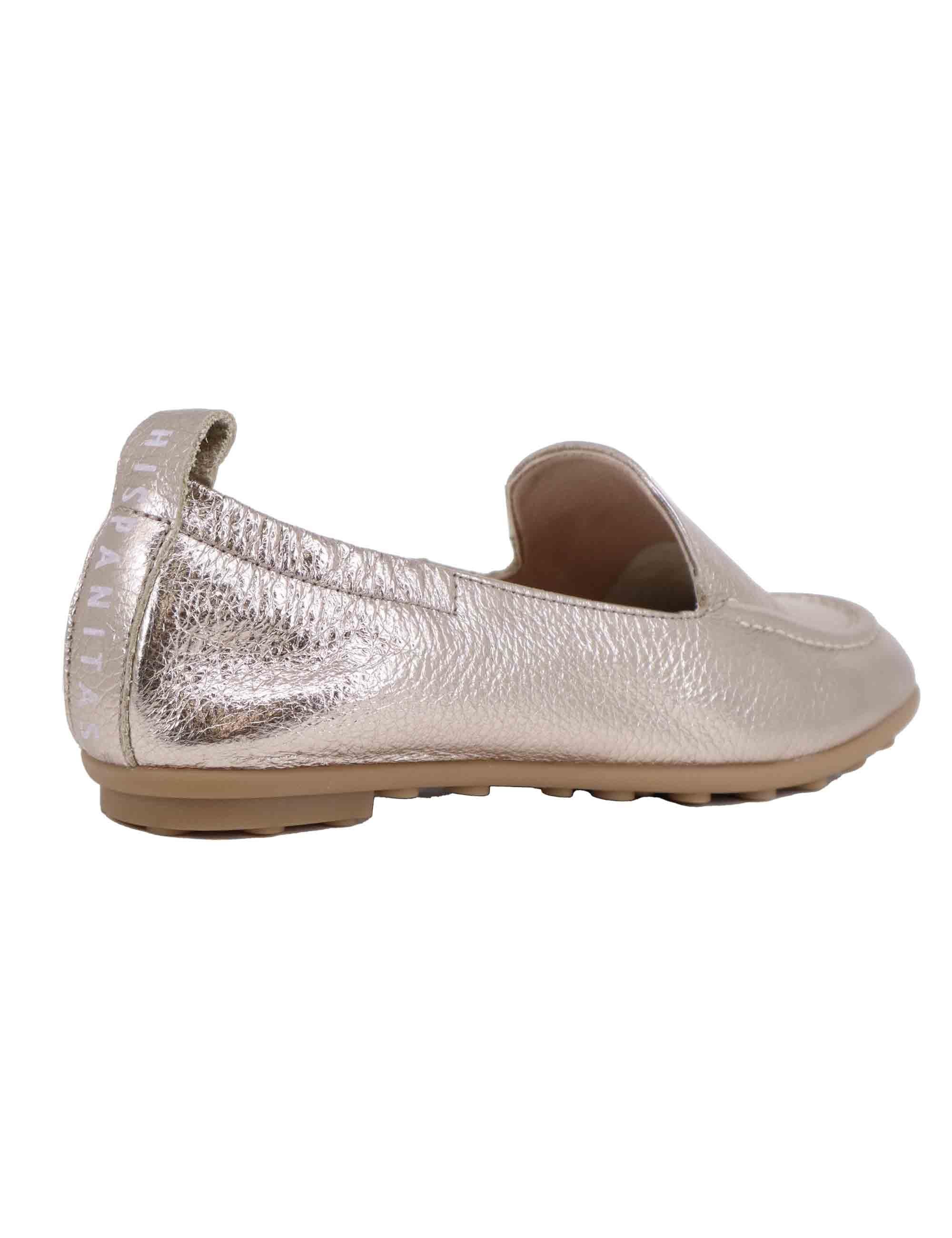 Mocassini donna in pelle laminata platino con suola in gomma HV253177 C006 Hispanitas 