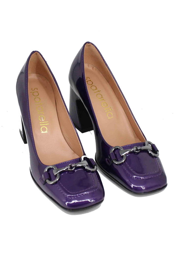 Decollete donna in vernice viola con punta quadra morsetto e tacco alto SPK2202 037 Spatarella 