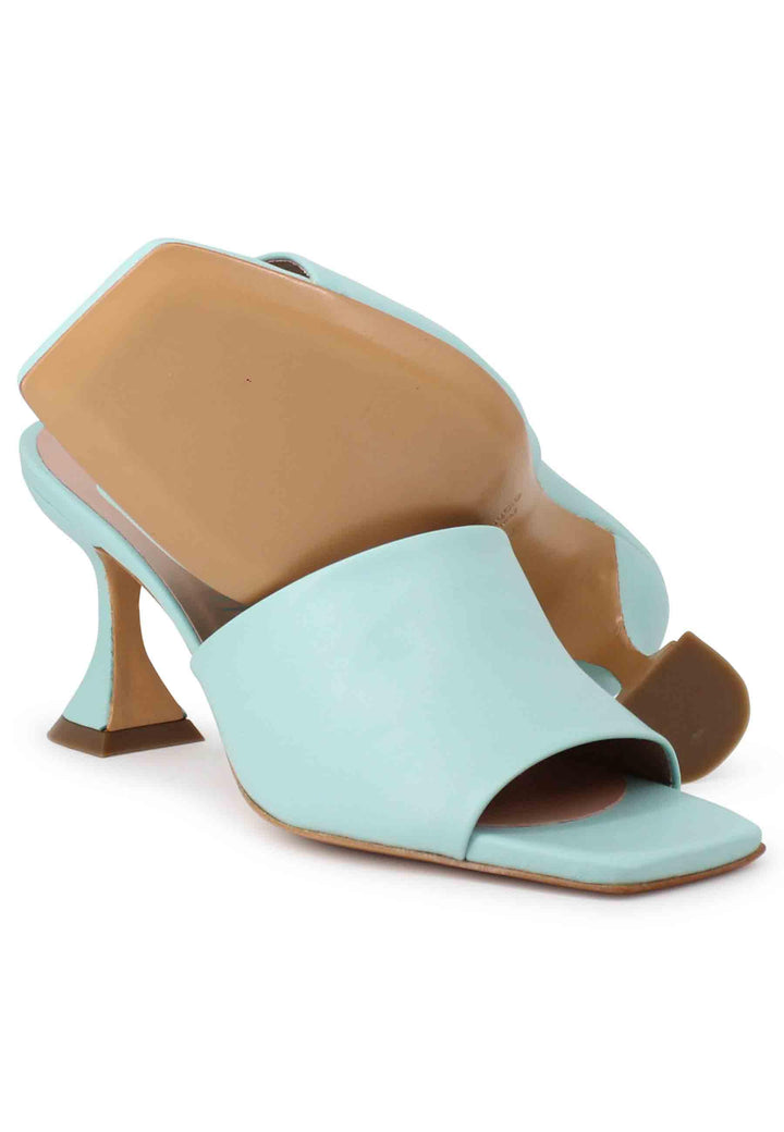 Sandali donna in pelle verde con tacco alto e punta quadra SPL35 025 Spatarella 