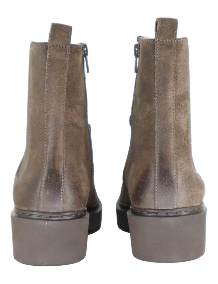 Stivaletti donna in pelle taupe con tacco basso JAINE AB TAUPE Unisa 