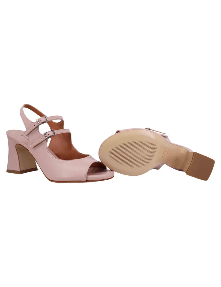 Sandali slingback donna in pelle cipria con cinturini punta tonda e tacco alto T1019 006 Tattoo 