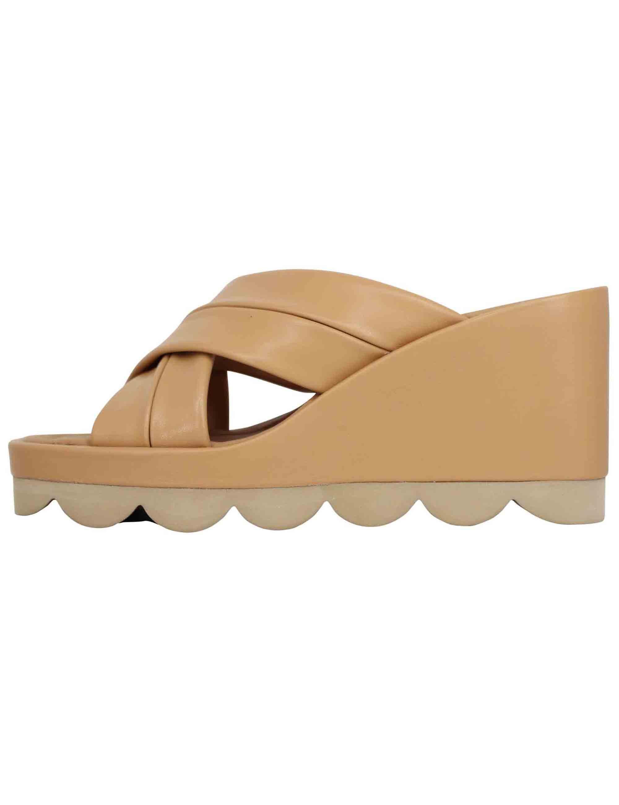 Sandali donna in pelle cuoio con zeppa alta e suola in gomma BH3408X 014 Bruno Premi 