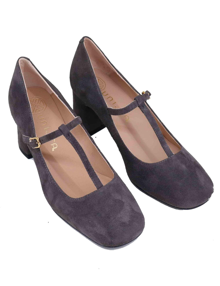 Mary Jane donna in camoscio grigio tacco alto MAZON KS COAL Unisa 