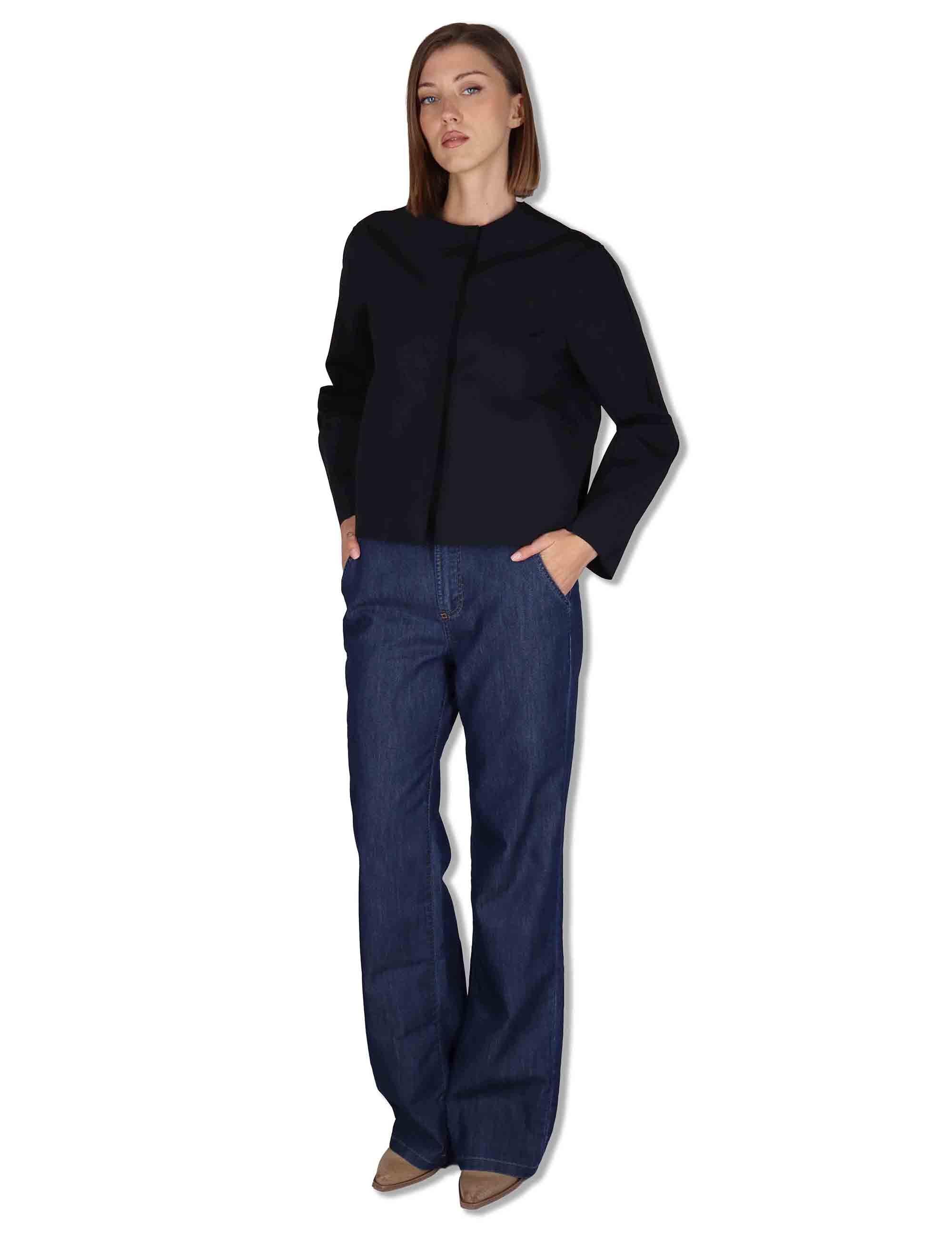 Giubbini donna in tessuto stretch nero con bottoni a scomparsa 50260008 017 Ewooluzione 