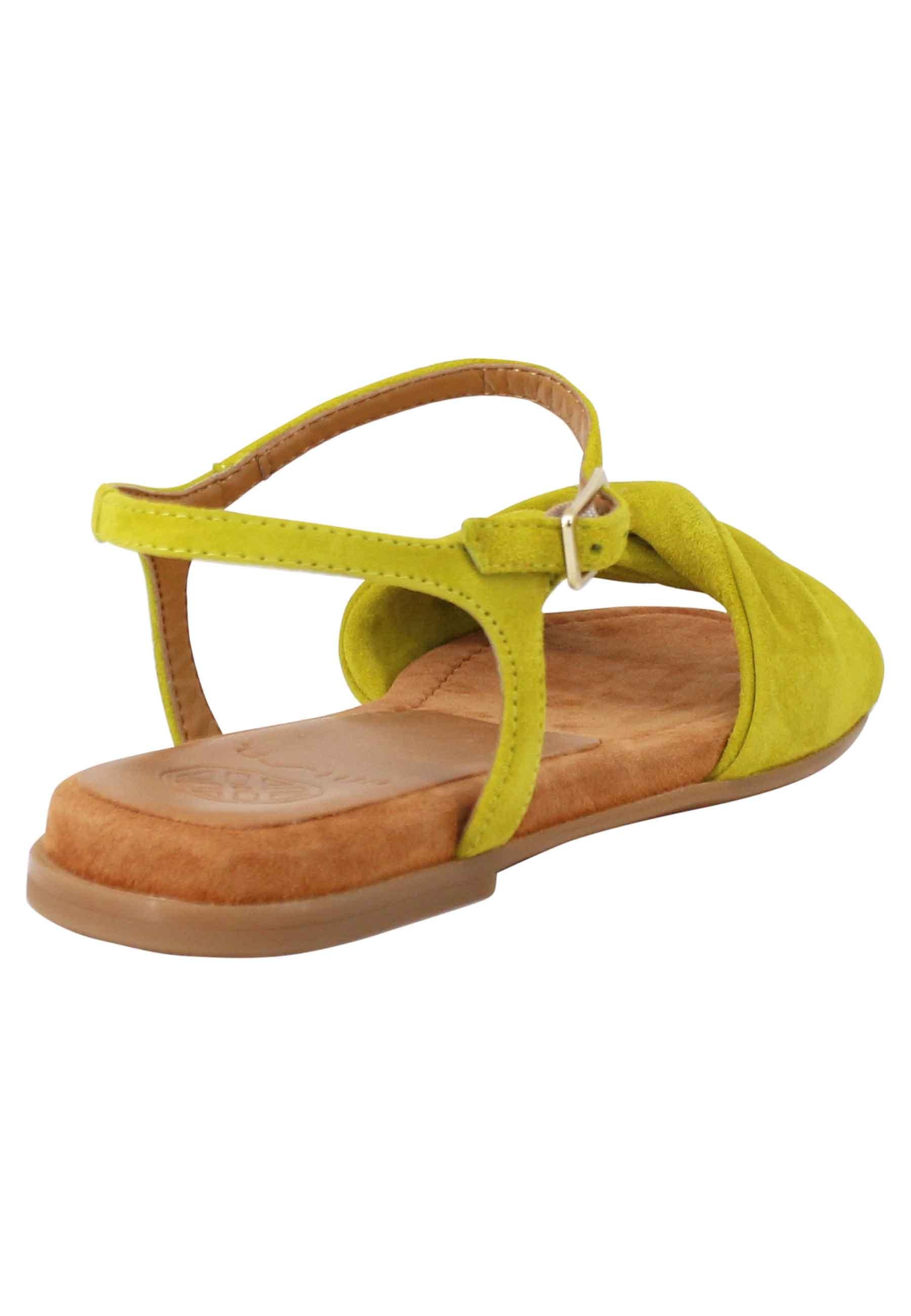 Sandali flat donna in camoscio verde con cinturino e sottopiede imbottito CERIN KS KIWI Unisa 