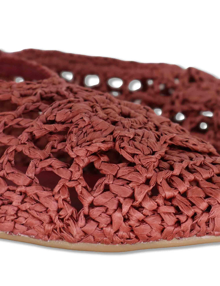 Sligback donna in rafia rossa con cinturino posteriore in pelle e tacco basso SP251425 016 Spatarella 