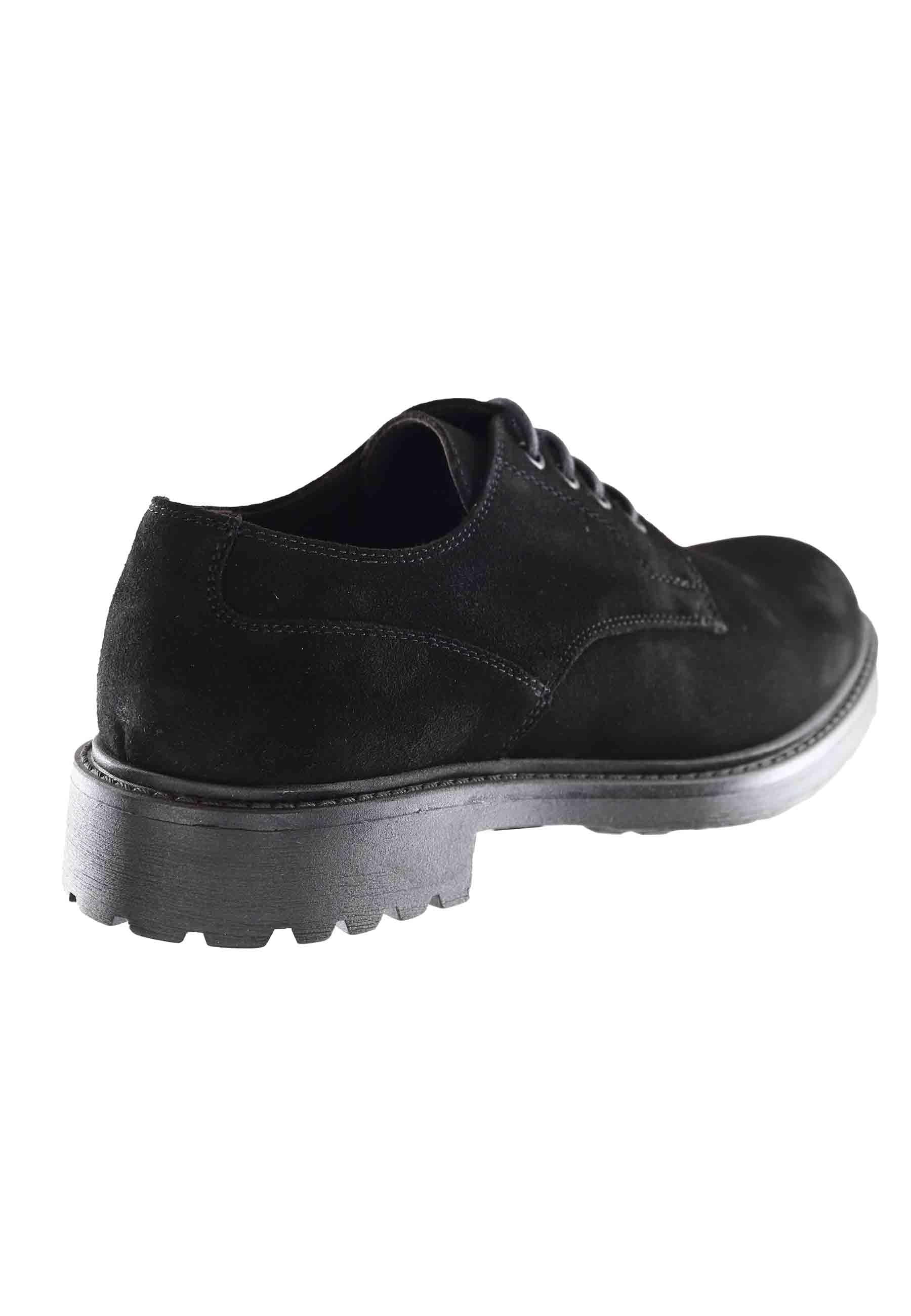 Stringate uomo in camoscio ingrassato nero con suola in gomma SP953 001 Spatarella 