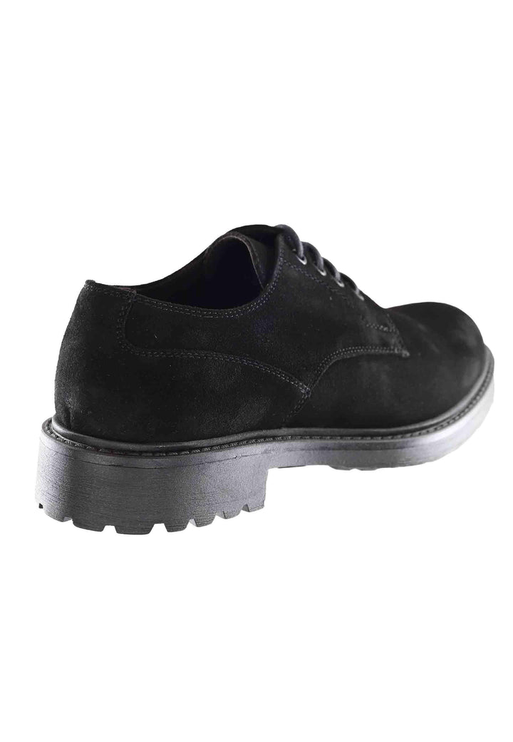 Stringate uomo in camoscio ingrassato nero con suola in gomma SP953 001 Spatarella 