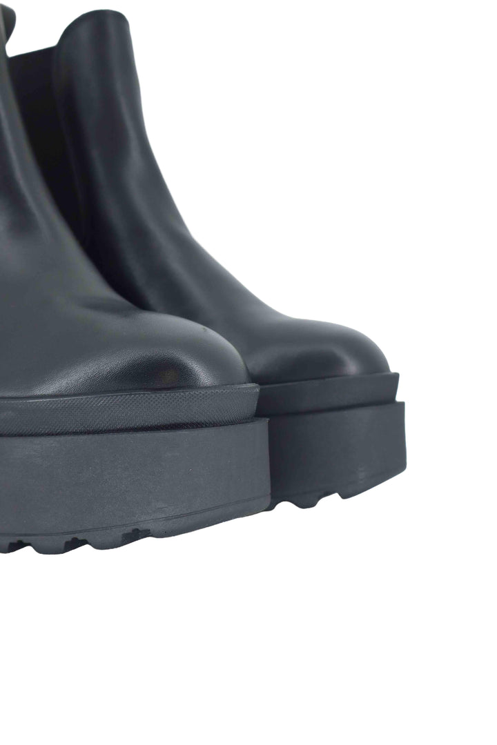 Stivaletti beatles donna in pelle nera con zeppa alta in gomma JOLLY 8 001 Tattoo 