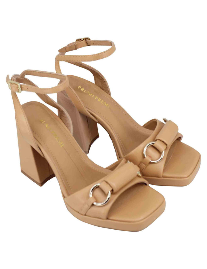Sandali donna in pelle naturale con cinturino alla caviglia tacco alto e plateau BH2802X 014 Bruno Premi 