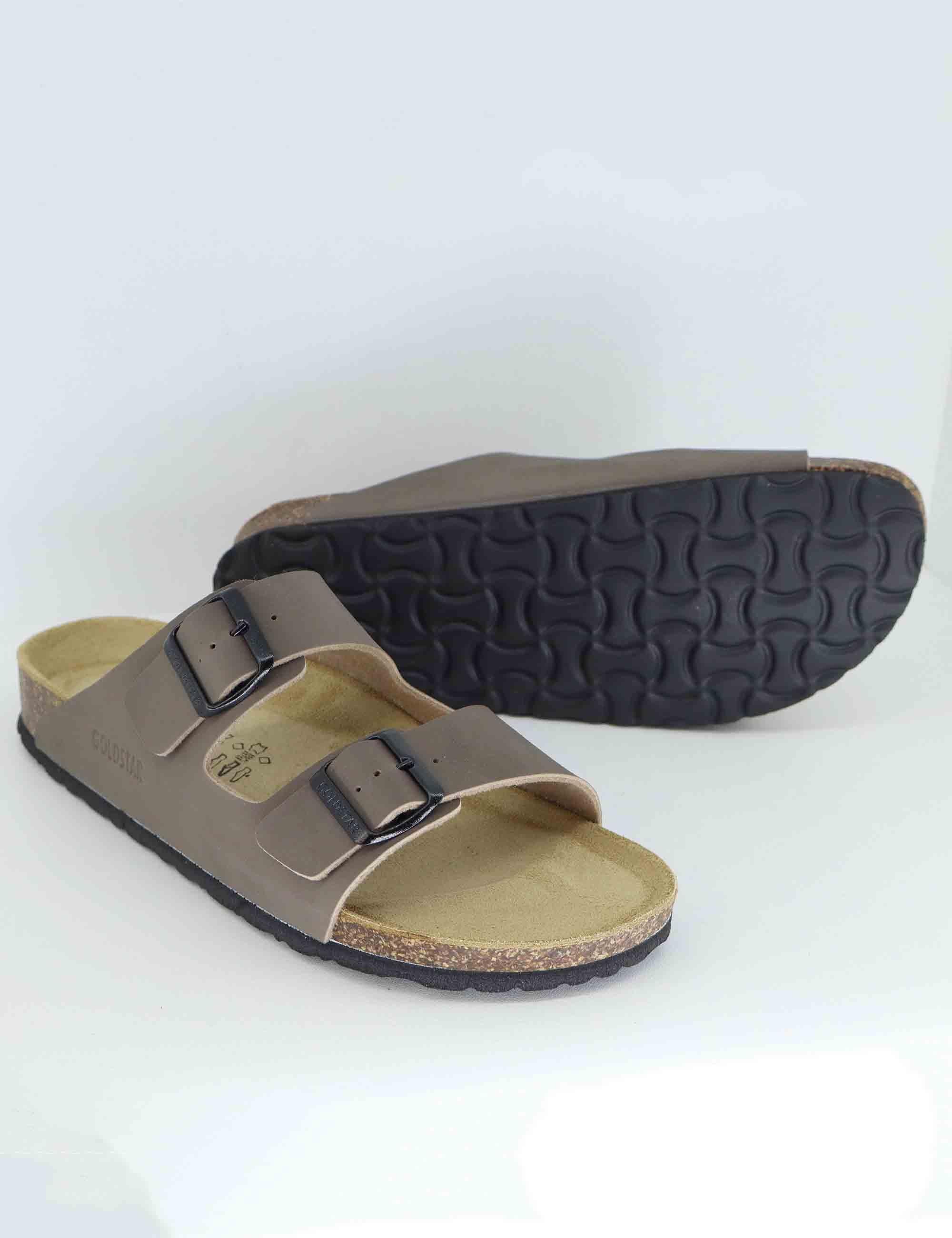 Sandali uomo in pelle taupe con doppia fibbia GS823 032 Gold Star 
