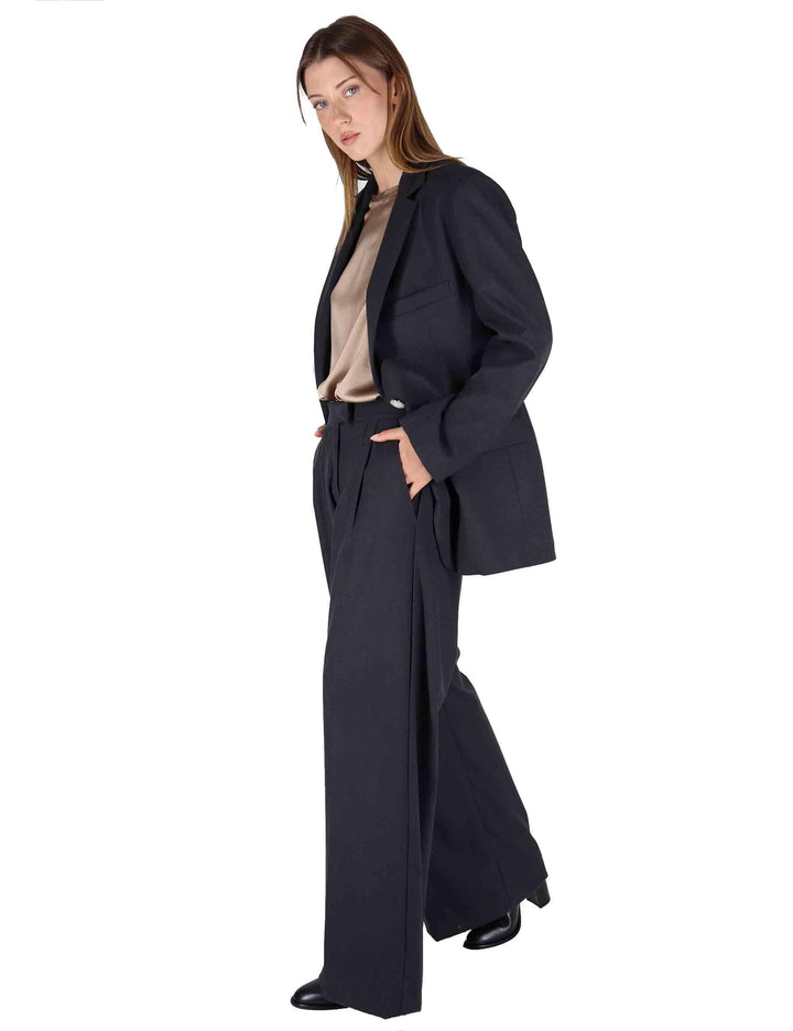 Giacche donna in viscosa naturale grigia 2 bottoni vestibilità over OABGA0025-0505 9210 Justmine 