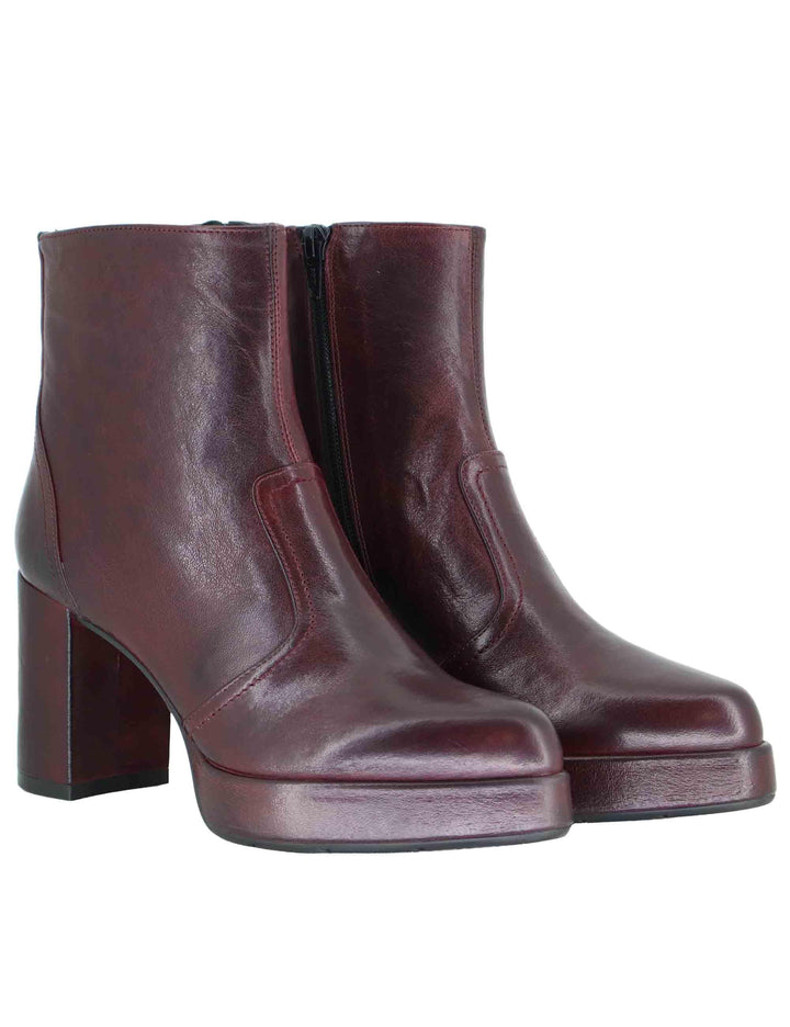 Stivaletti donna in pelle bordeaux con tacco alto e plateau SP2347 016 Spatarella 
